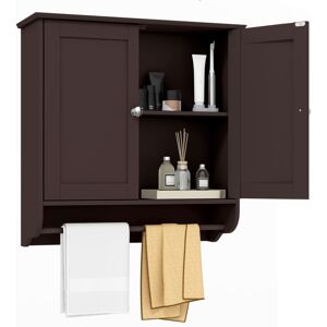 Costway Wall Mounted Bathroom Cabinet Hanging Medicine Cabinet-Brown Costway Wall Mounted Bathroom Cabinet Hanging Medicine Cabinet-Brown