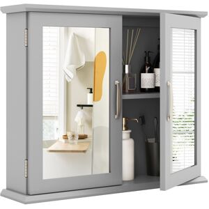 Costway Wall Mounted Bathroom Mirror Cabinet Wooden Storage Cupboard Costway Wall Mounted Bathroom Mirror Cabinet Wooden Storage Cupboard