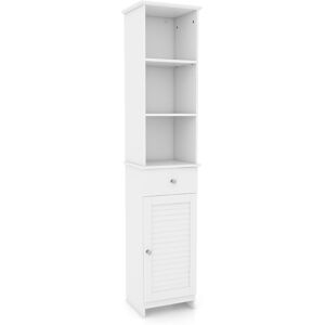 Costway Freestanding Bathroom Storage Cabinet with 3 Open Shelves-White Costway Freestanding Bathroom Storage Cabinet with 3 Open Shelves-White