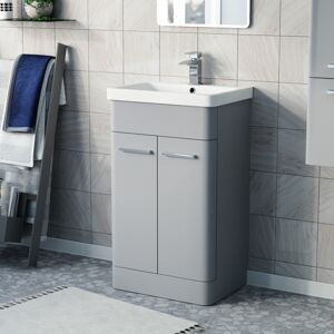 NES Home Afern 500mm Freestanding Vanity Unit Cabinet & Wash Basin Matte Grey Flat Pack NES Home Afern 500mm Freestanding Vanity Unit Cabinet & Wash Basin Matte Grey Flat Pack