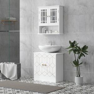 HOMCOM Bathroom Under Sink Cabinet for Basin with or without Pedestal White HOMCOM Bathroom Under Sink Cabinet for Basin with or without Pedestal White