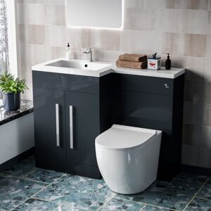 NES Home 1100mm LH Freestanding Grey Vanity with BTW Toilet, WC & Basin Flat Pack NES Home 1100mm LH Freestanding Grey Vanity with BTW Toilet, WC & Basin Flat Pack