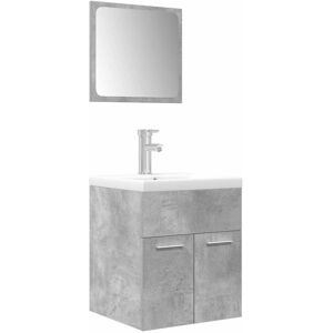 vidaXL 3-Piece Bathroom Furniture Set - Concrete Grey - Bathroom Furniture vidaXL 3-Piece Bathroom Furniture Set - Concrete Grey - Bathroom Furniture