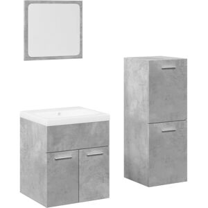 vidaXL 4 Piece Bathroom Furniture Set Concrete Grey Engineered Wood - Bathroom Furniture vidaXL 4 Piece Bathroom Furniture Set Concrete Grey Engineered Wood - Bathroom Furniture