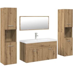 vidaXL 5 Piece Bathroom Furniture Set Artisan Oak Engineered Wood vidaXL 5 Piece Bathroom Furniture Set Artisan Oak Engineered Wood