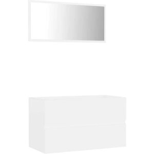 vidaXL White Bathroom Furniture Set - 2 Piece Storage Cabinet & Mirror vidaXL White Bathroom Furniture Set - 2 Piece Storage Cabinet & Mirror
