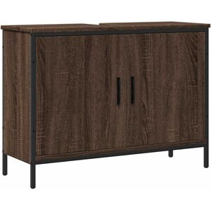 vidaXL Bathroom Sink Cabinet Storage Vanity Unit Brown Oak Engineered Wood vidaXL Bathroom Sink Cabinet Storage Vanity Unit Brown Oak Engineered Wood