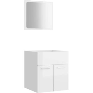 vidaXL Bathroom Furniture Set 2 Piece High Gloss White Engineered Wood Cabinet vidaXL Bathroom Furniture Set 2 Piece High Gloss White Engineered Wood Cabinet
