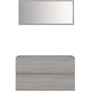 VidaXL Bathroom Furniture Set 2 Piece Grey Sonoma - Bathroom Furniture VidaXL Bathroom Furniture Set 2 Piece Grey Sonoma - Bathroom Furniture