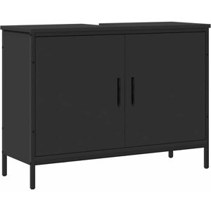vidaXL Bathroom Sink Cabinet Storage Cupboard Sink Unit Black Engineered Wood vidaXL Bathroom Sink Cabinet Storage Cupboard Sink Unit Black Engineered Wood