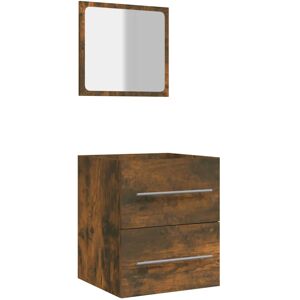 vidaXL Bathroom Cabinet Smoked Oak Mirror Vanity Unit Sink - Bathroom vidaXL Bathroom Cabinet Smoked Oak Mirror Vanity Unit Sink - Bathroom