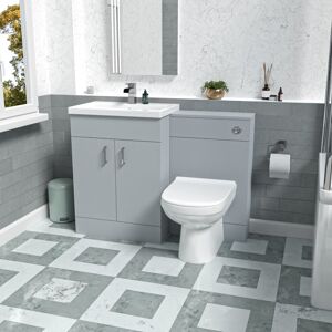 Nes Home Matte Grey 1100mm Basin Vanity & WC Unit & Back to Wall Toilet Flat Pac Nes Home Matte Grey 1100mm Basin Vanity & WC Unit & Back to Wall Toilet Flat Pac