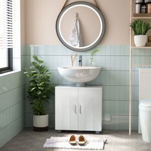 kleankin Bathroom Pedestal Under Sink Cabinet with Adjustable Shelf, White kleankin Bathroom Pedestal Under Sink Cabinet with Adjustable Shelf, White