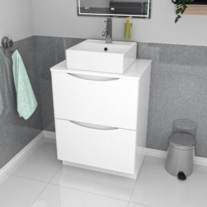 Nes Home 600mm White Freestanding 2 Drawers Vanity & Worktop With Square Basin Nes Home 600mm White Freestanding 2 Drawers Vanity & Worktop With Square Basin