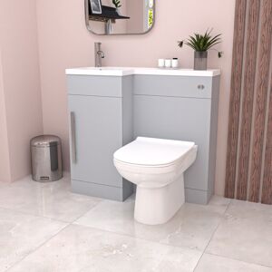 Nes Home Matte Grey L Shape Flat Pack LH 900mm Vanity WC Unit & Round BTW Toilet Nes Home Matte Grey L Shape Flat Pack LH 900mm Vanity WC Unit & Round BTW Toilet