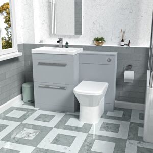 Nes Home 1100mm Matte Grey Basin Vanity Cabinet, WC Unit, Rimless BTW Toilet Nes Home 1100mm Matte Grey Basin Vanity Cabinet, WC Unit, Rimless BTW Toilet