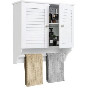 Costway Bathroom Medicine Cabinet Wall Mounted Louvered Doors Cabinet-White Costway Bathroom Medicine Cabinet Wall Mounted Louvered Doors Cabinet-White