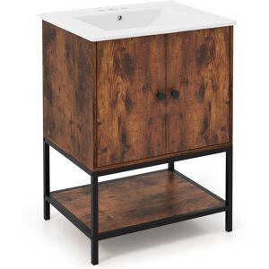 Costway Bathroom Vanity Unit with Basin Rustic Floor Basin Cupboard Ceramic Sink Costway Bathroom Vanity Unit with Basin Rustic Floor Basin Cupboard Ceramic Sink