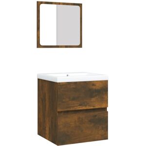 vidaXL Bathroom Cabinet with Sink & Mirror - Brown vidaXL Bathroom Cabinet with Sink & Mirror - Brown