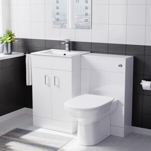 Nes Home White 500mm Vanity Basin, WC Unit & Elso Back to Wall Nes Home White 500mm Vanity Basin, WC Unit & Elso Back to Wall