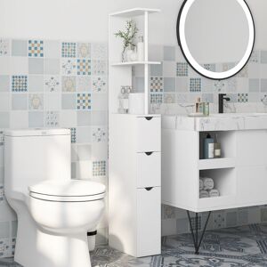 Kleankin HOMCOM Tall Bathroom Storage Cabinet with Shelf and Drawers, White Kleankin HOMCOM Tall Bathroom Storage Cabinet with Shelf and Drawers, White
