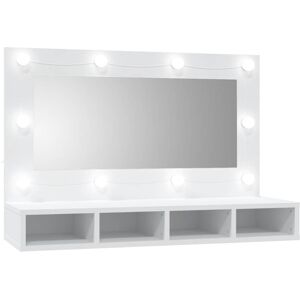 (White) vidaXL Mirror Cabinet with LED Washroom Storage Cabinet Bathroom Vanity (White) vidaXL Mirror Cabinet with LED Washroom Storage Cabinet Bathroom Vanity