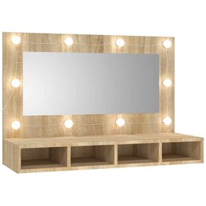 vidaXL Sonoma oak LED Wall-mounted Mirror Cabinet - Mirror Cabinet vidaXL Sonoma oak LED Wall-mounted Mirror Cabinet - Mirror Cabinet
