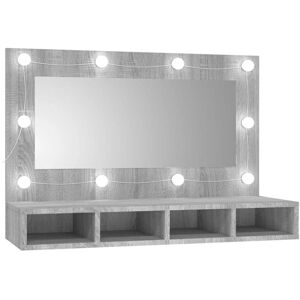 (Grey sonoma) vidaXL Mirror Cabinet with LED Washroom Storage Cabinet Bathroom V (Grey sonoma) vidaXL Mirror Cabinet with LED Washroom Storage Cabinet Bathroom V