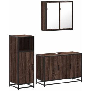 (brown oak) vidaXL 3 Piece Bathroom Furniture Set Smoked Oak Engineered Wood (brown oak) vidaXL 3 Piece Bathroom Furniture Set Smoked Oak Engineered Wood