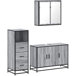 (grey sonoma) vidaXL 3 Piece Bathroom Furniture Set Grey Sonoma Engineered Wood (grey sonoma) vidaXL 3 Piece Bathroom Furniture Set Grey Sonoma Engineered Wood