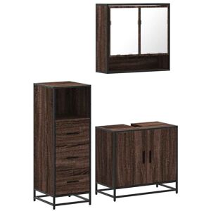 (brown oak) vidaXL 3 Piece Bathroom Furniture Set Brown Oak Engineered Wood (brown oak) vidaXL 3 Piece Bathroom Furniture Set Brown Oak Engineered Wood