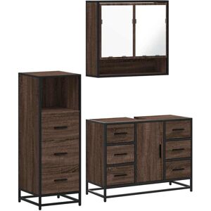 (brown oak) vidaXL 3 Piece Bathroom Furniture Set Sonoma Oak Engineered Wood (brown oak) vidaXL 3 Piece Bathroom Furniture Set Sonoma Oak Engineered Wood