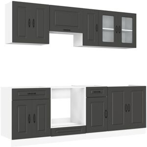 (black) vidaXL 8 Piece Kitchen Cabinet Set Kalmar Grey Sonoma Engineered Wood (black) vidaXL 8 Piece Kitchen Cabinet Set Kalmar Grey Sonoma Engineered Wood