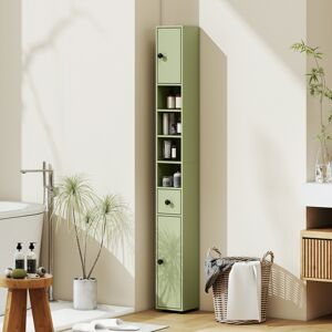 kleankin Slim Bathroom Cabinet, Toilet Roll Storage w/ Open Shelves, Green kleankin Slim Bathroom Cabinet, Toilet Roll Storage w/ Open Shelves, Green