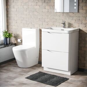 NES Home Merton 600mm Freestanding Vanity Basin Unit & Rimless WC Toilet White NES Home Merton 600mm Freestanding Vanity Basin Unit & Rimless WC Toilet White