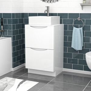 Nes Home 500mm White Freestanding 2 Drawers Vanity & Worktop With Square Basin Nes Home 500mm White Freestanding 2 Drawers Vanity & Worktop With Square Basin