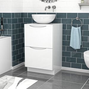 Nes Home White 500mm Freestanding Vanity Unit Round Ceramic Countertop Basin Nes Home White 500mm Freestanding Vanity Unit Round Ceramic Countertop Basin