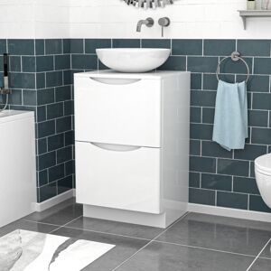 Nes Home White 500mm Freestanding Bathroom Vanity Unit With Round Ceramic Basin Nes Home White 500mm Freestanding Bathroom Vanity Unit With Round Ceramic Basin