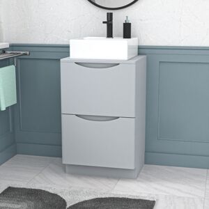 Nes Home 500mm Matte Grey Bathroom 2 Drawers Vanity & Worktop With Square Basin Nes Home 500mm Matte Grey Bathroom 2 Drawers Vanity & Worktop With Square Basin