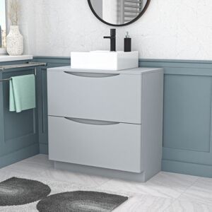 Nes Home 800mm Matte Grey Bathroom 2 Drawers Vanity & Worktop With Square Basin Nes Home 800mm Matte Grey Bathroom 2 Drawers Vanity & Worktop With Square Basin