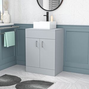 Nes Home Matte Grey 600mm Bathroom Doors Vanity Unit Rectangle Ceramic Basin Nes Home Matte Grey 600mm Bathroom Doors Vanity Unit Rectangle Ceramic Basin