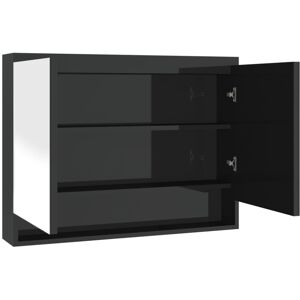 vidaXL Bathroom Mirror Cabinet MDF Shining Black Home Wall Storage Cabinet vidaXL Bathroom Mirror Cabinet MDF Shining Black Home Wall Storage Cabinet