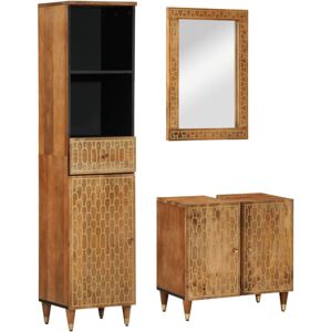 (honey brown) vidaXL Bathroom Furniture Set 3 Piece Storage Sink Cabinet Solid W (honey brown) vidaXL Bathroom Furniture Set 3 Piece Storage Sink Cabinet Solid W