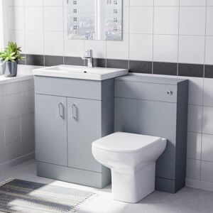 Nes Home Matte Grey 1100mm Basin Doors Vanity, WC Unit & Rimless BTW Toilet Nes Home Matte Grey 1100mm Basin Doors Vanity, WC Unit & Rimless BTW Toilet