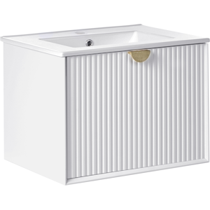 Beliani Wall Mounted Vanity Unit with Basin BONAIRE 60 cm White Beliani Wall Mounted Vanity Unit with Basin BONAIRE 60 cm White