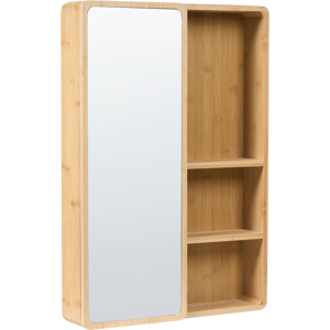 Beliani Bathroom Wall Mounted Mirror Cabinet GUATAVITA 41 cm 61 cm Light Brown Beliani Bathroom Wall Mounted Mirror Cabinet GUATAVITA 41 cm 61 cm Light Brown