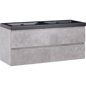 Beliani Wall Mounted Double Basin Vanity Unit CARDIEL 120 cm Grey Beliani Wall Mounted Double Basin Vanity Unit CARDIEL 120 cm Grey