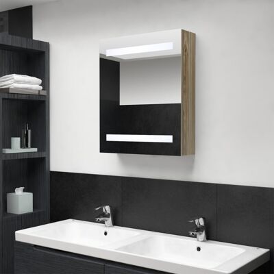 vidaXL LED Bathroom Mirror Cabinet Oak Wall Cabinet Washroom Storage Unit vidaXL LED Bathroom Mirror Cabinet Oak Wall Cabinet Washroom Storage Unit