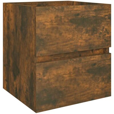 vidaXL Nova Smoked Oak Wall-Mount Sink Cabinet - Bathroom Storage vidaXL Nova Smoked Oak Wall-Mount Sink Cabinet - Bathroom Storage