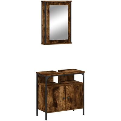 vidaXL Bathroom Furniture Set - 2 Piece Brown Oak vidaXL Bathroom Furniture Set - 2 Piece Brown Oak